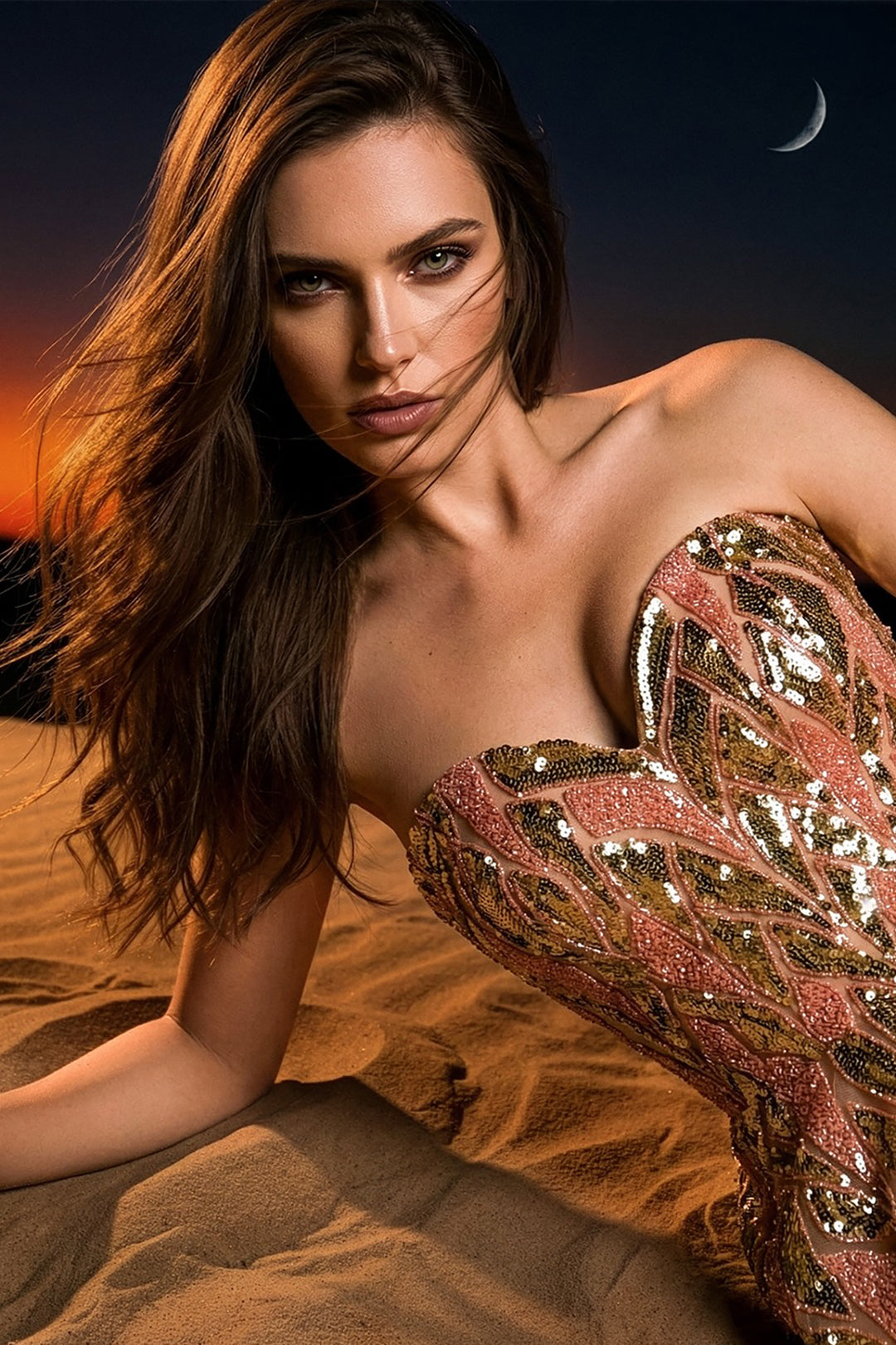 Beaded Corseted A-line Dress