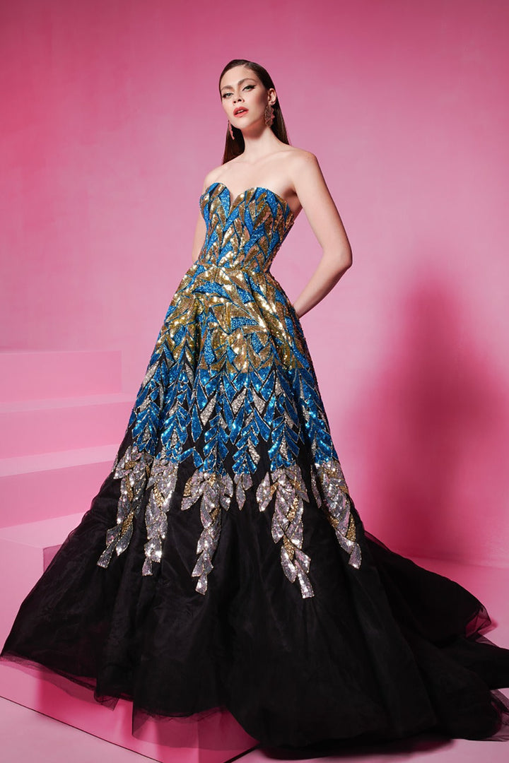 Beaded Corseted A-line Dress