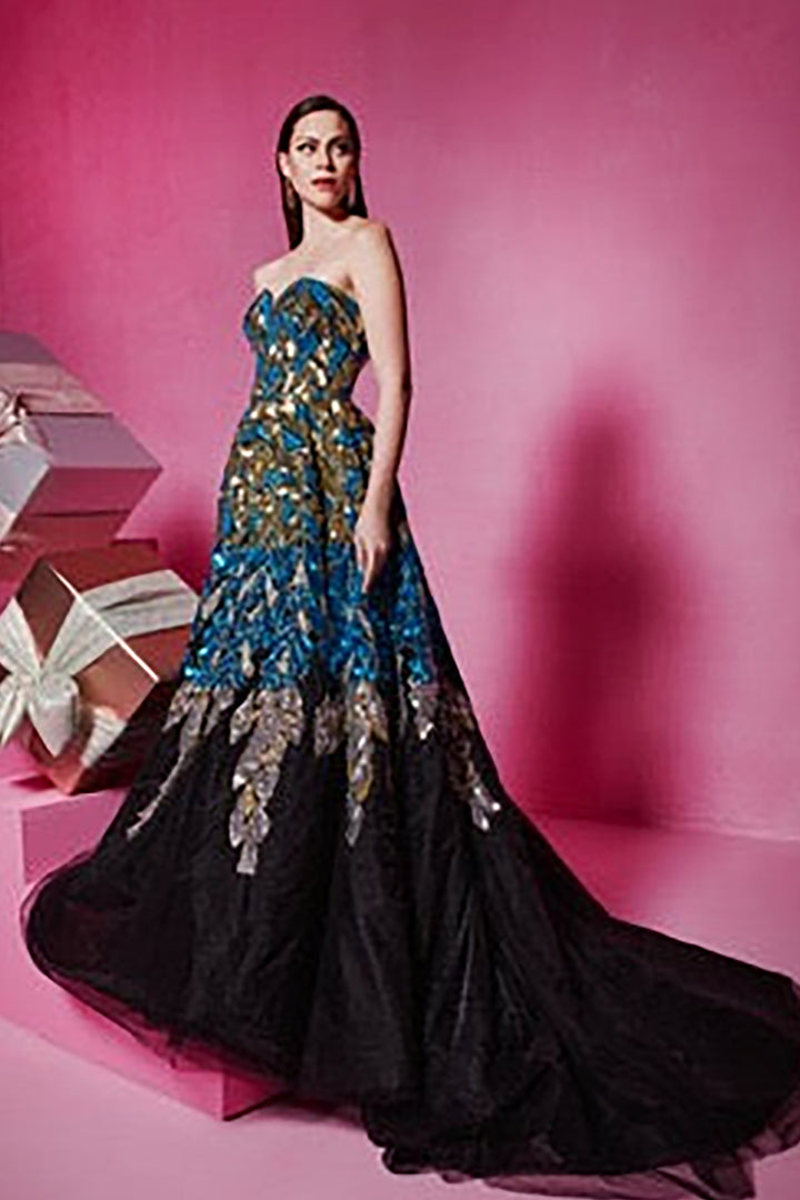 Beaded Corseted A-line Dress