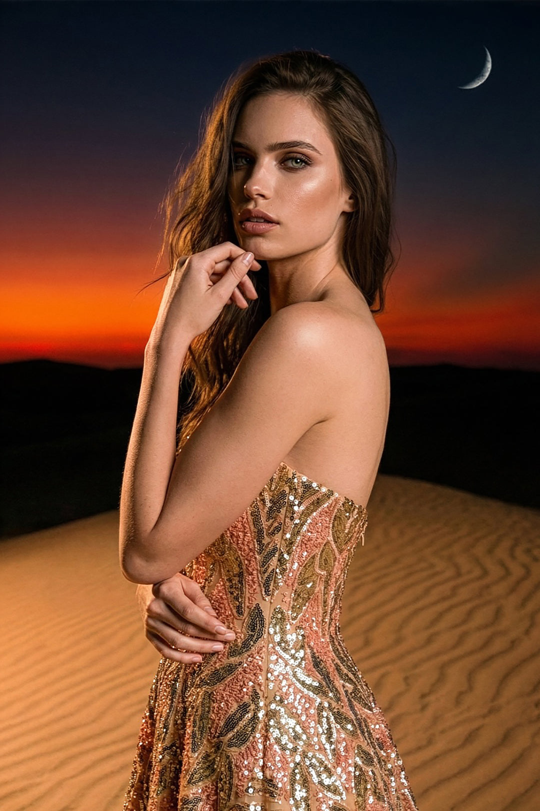 Beaded Corseted A-line Dress