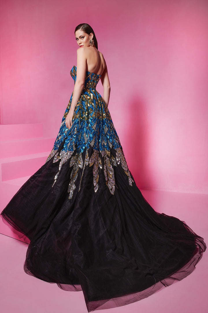 Beaded Corseted A-line Dress