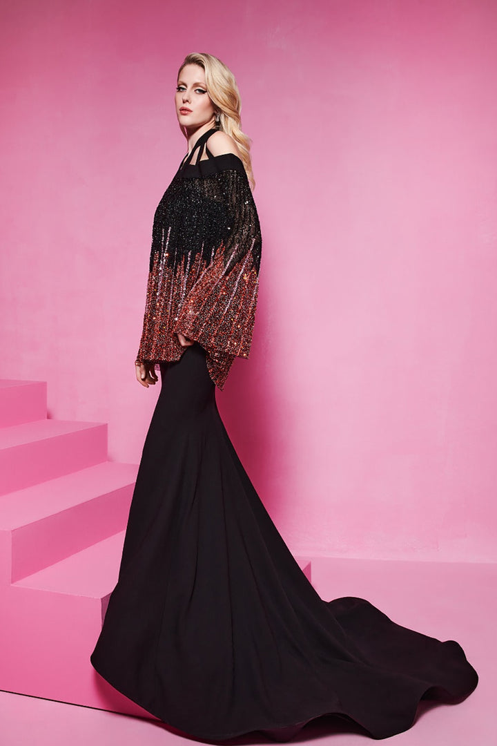 Beaded Tulle Strapless Dress