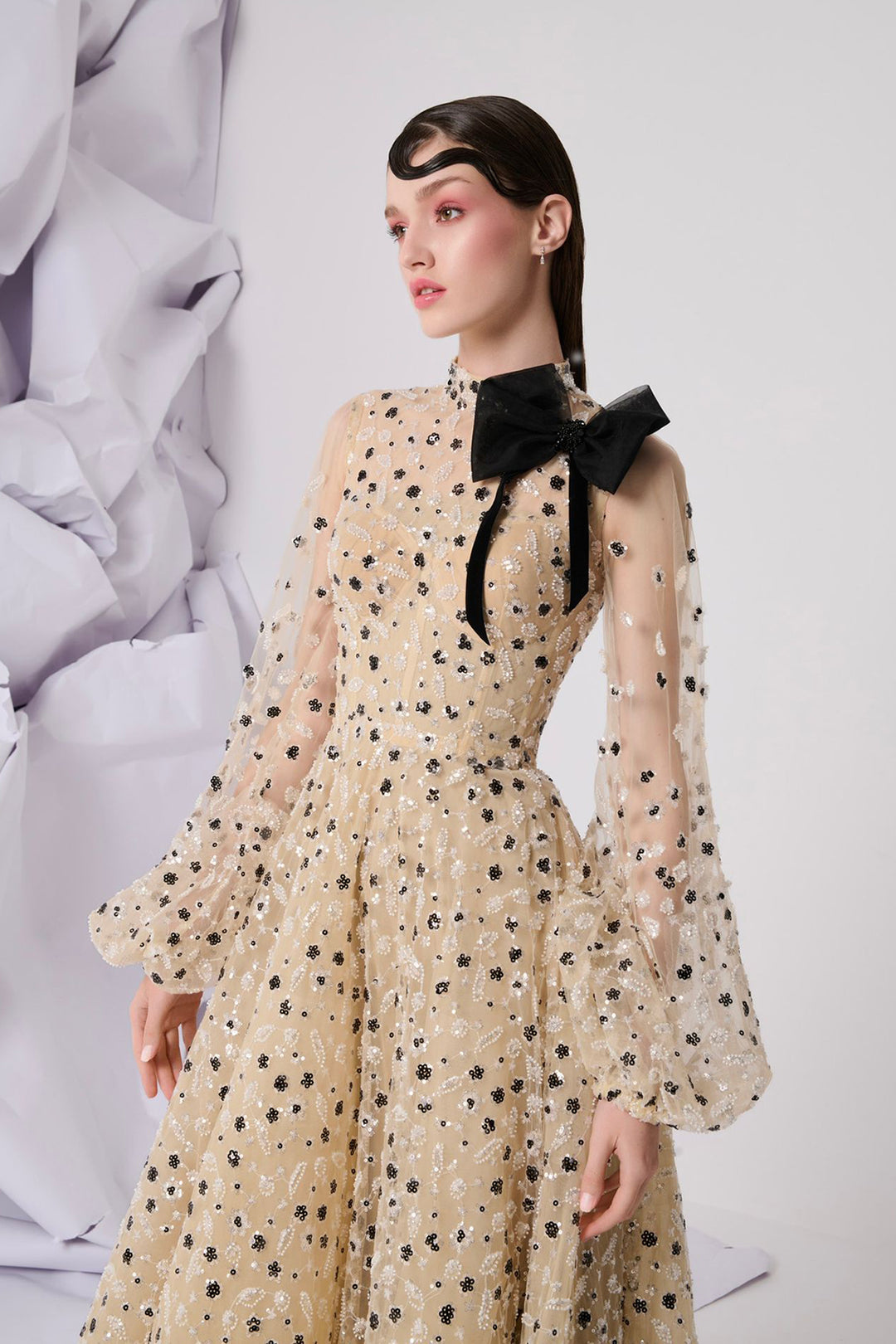 Beaded Dress with Papillon
