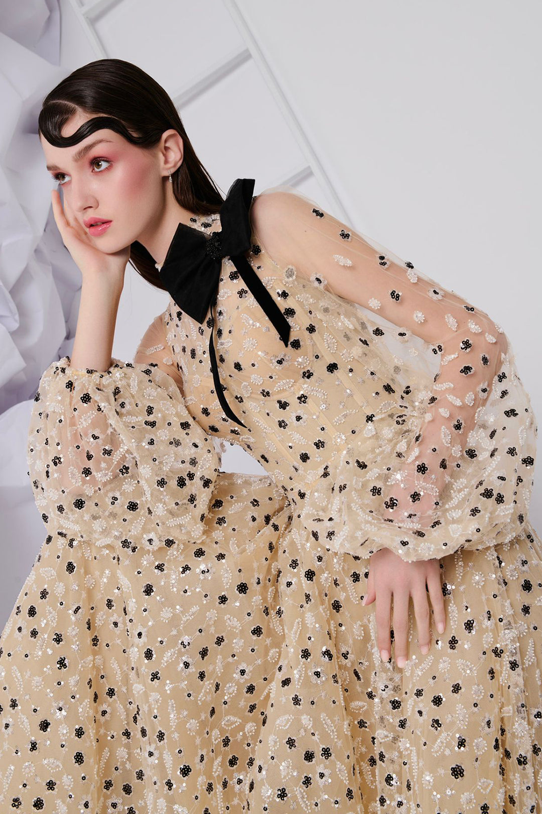 Beaded Dress with Papillon