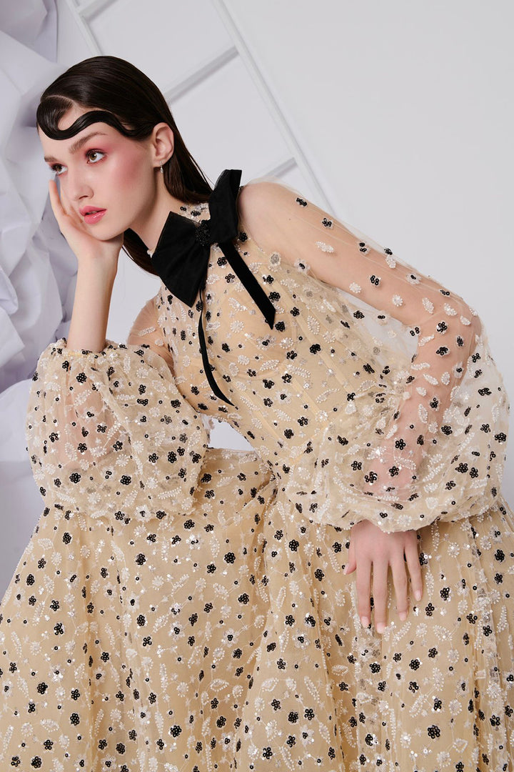 Beaded Dress with Papillon