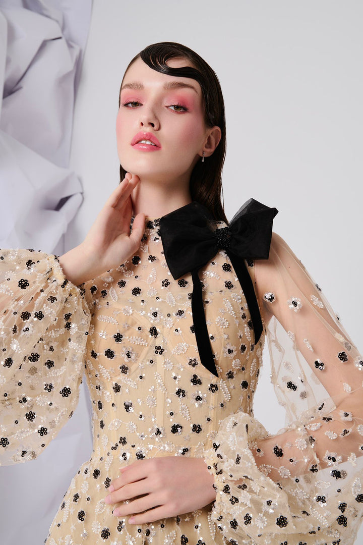 Beaded Dress with Papillon