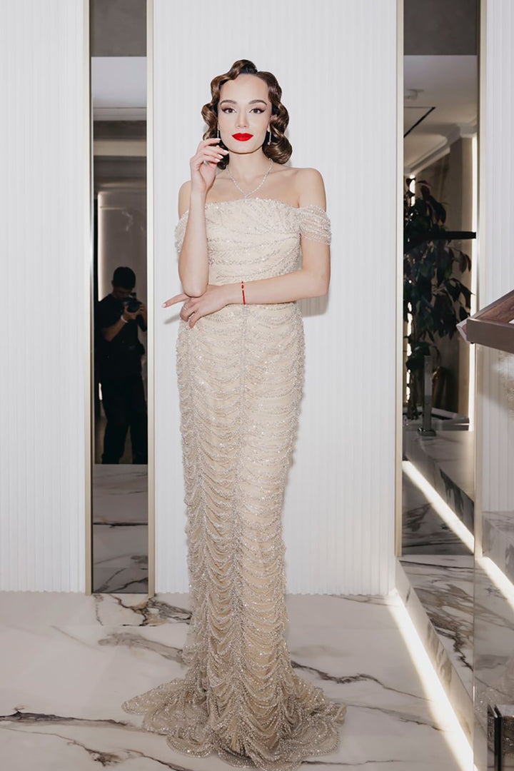 Embroidered Mermaid Silhouette With Strapless Dress