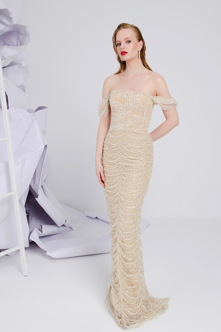 Embroidered Mermaid Silhouette With Strapless Dress