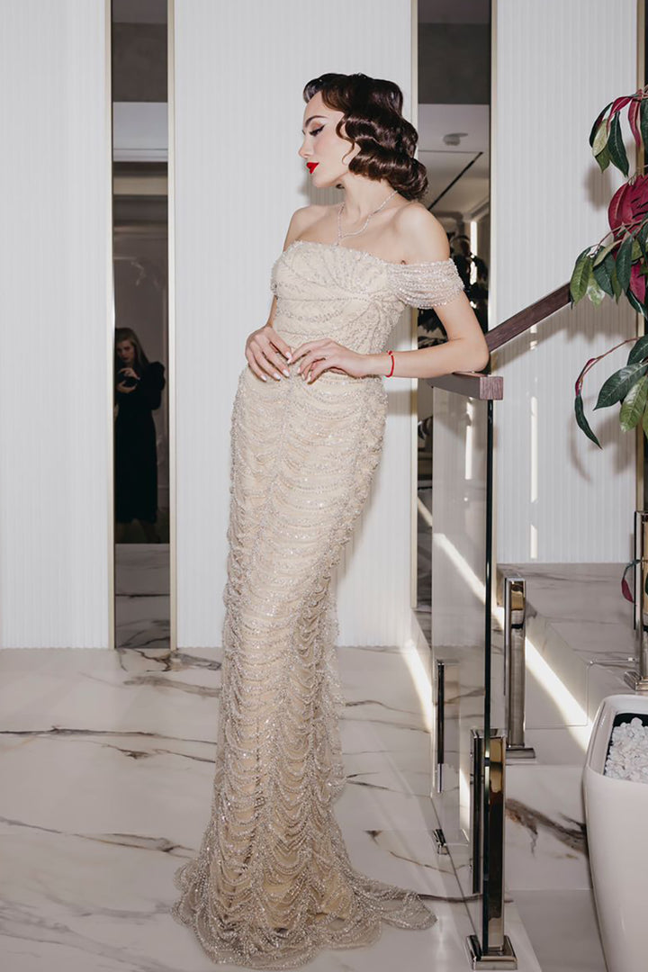 Embroidered Mermaid Silhouette With Strapless Dress