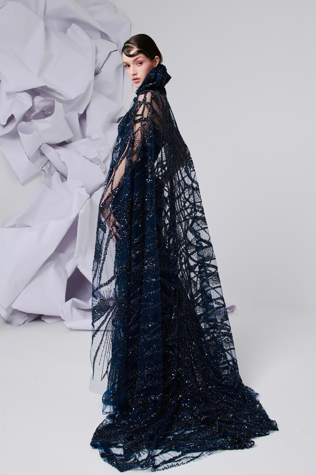 Satin Strapless Dress with Embroidery