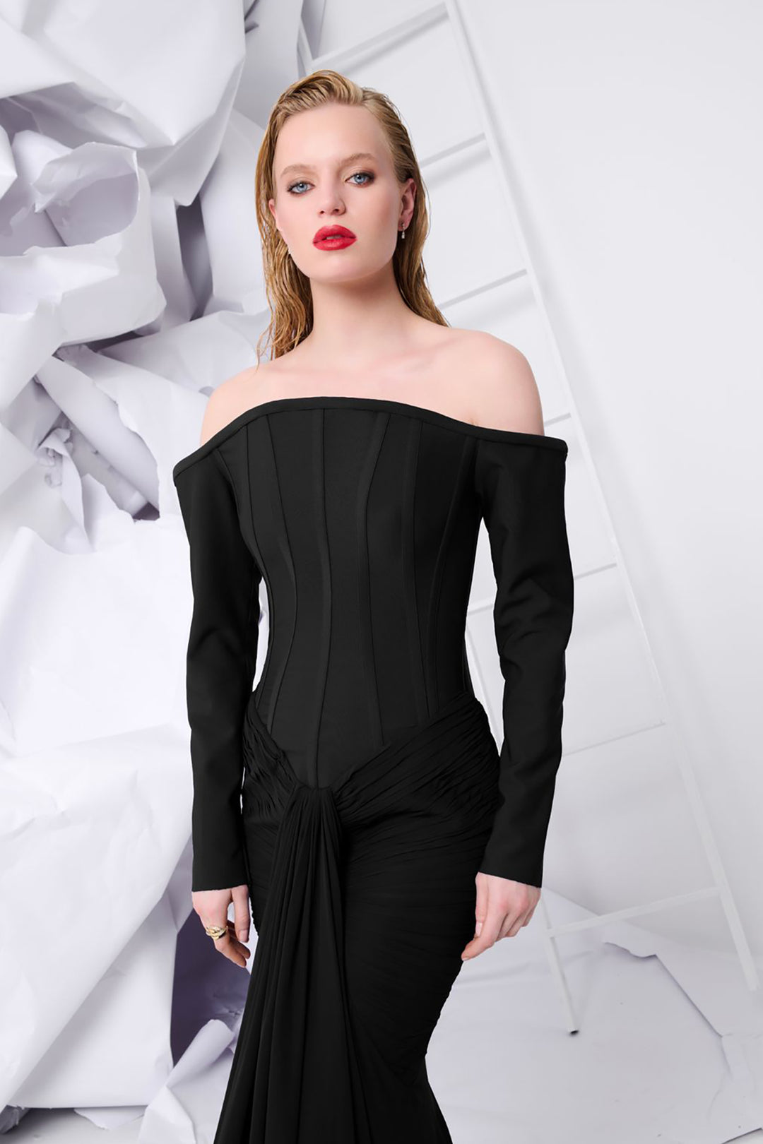 Corseted Mermaid Chiffon Dress