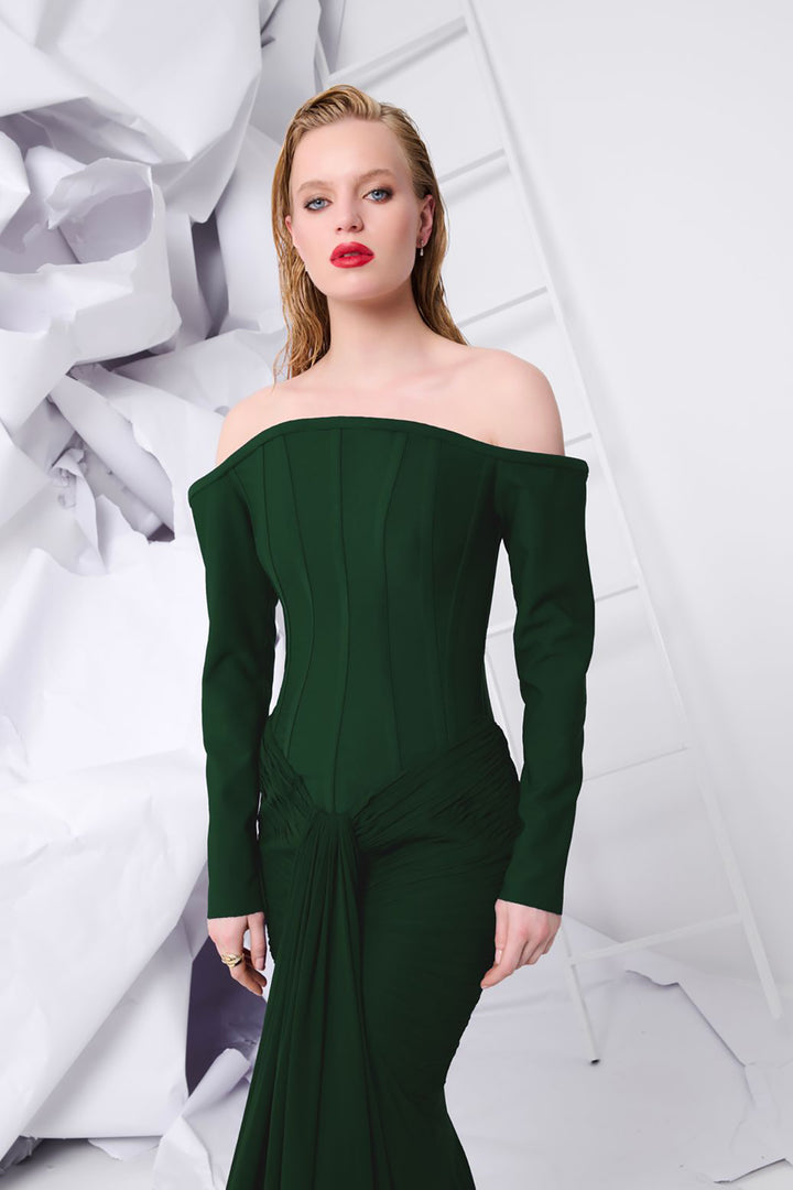 Corseted Mermaid Chiffon Dress