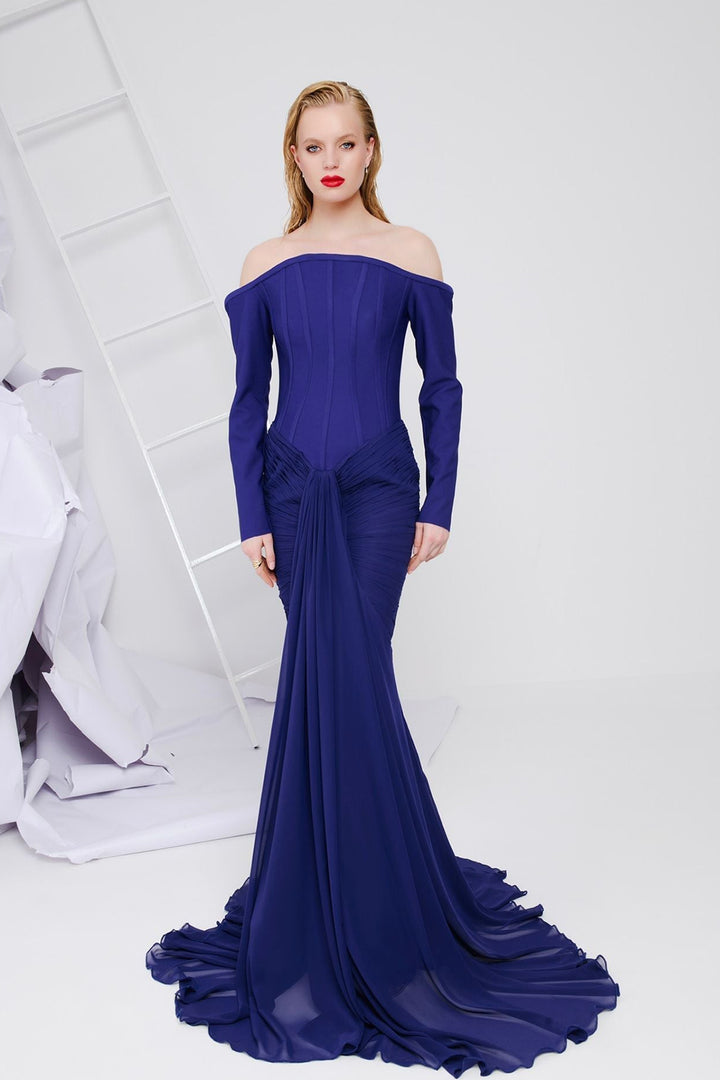 Corseted Mermaid Chiffon Dress