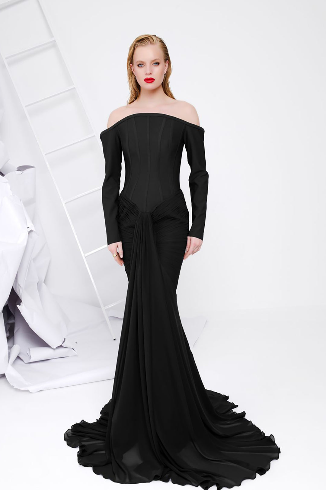 Corseted Mermaid Chiffon Dress