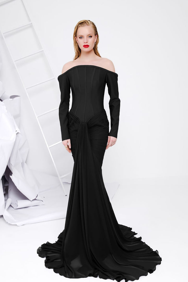 Corseted Mermaid Chiffon Dress