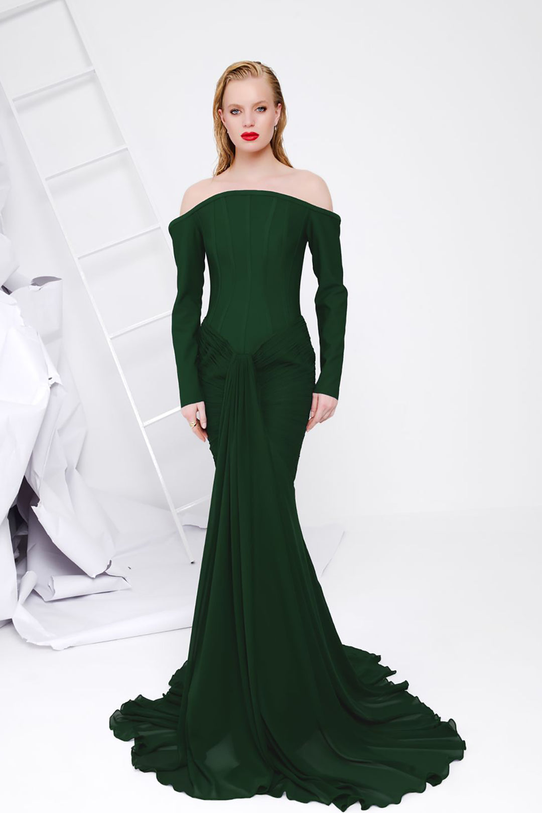 Corseted Mermaid Chiffon Dress