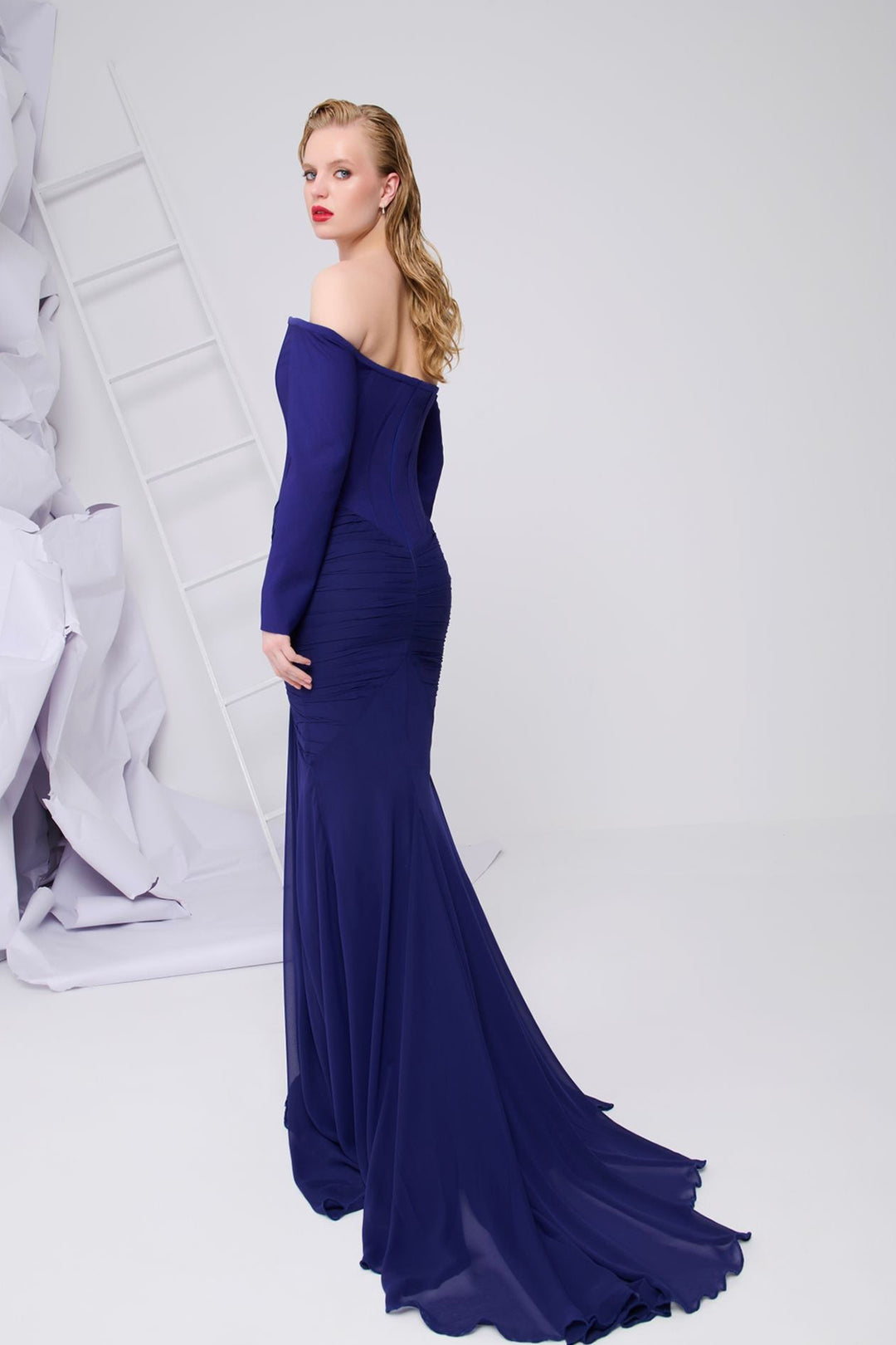 Corseted Mermaid Chiffon Dress