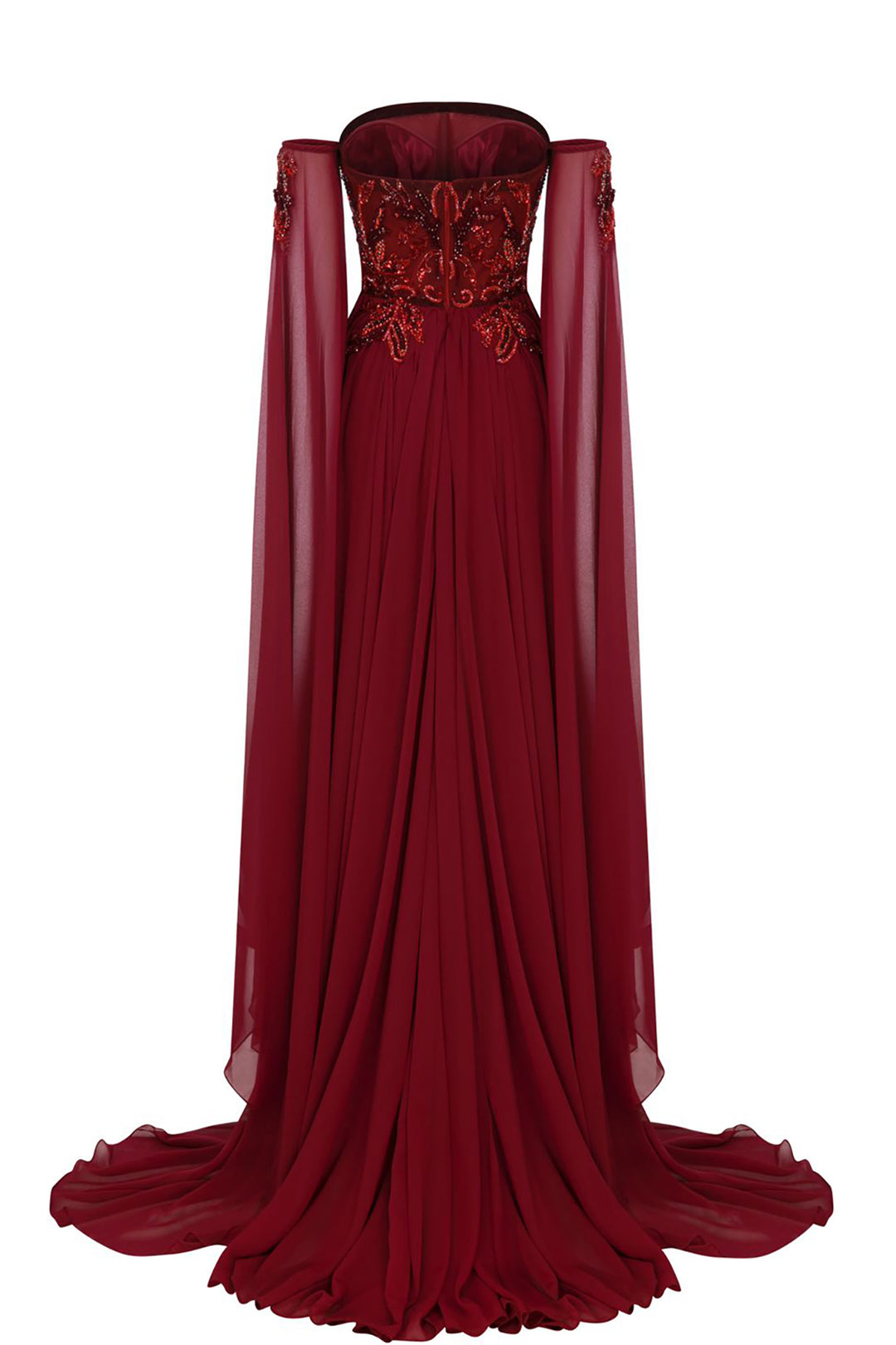 Off-The-Shoulder With A-Line With Floral Embroidery