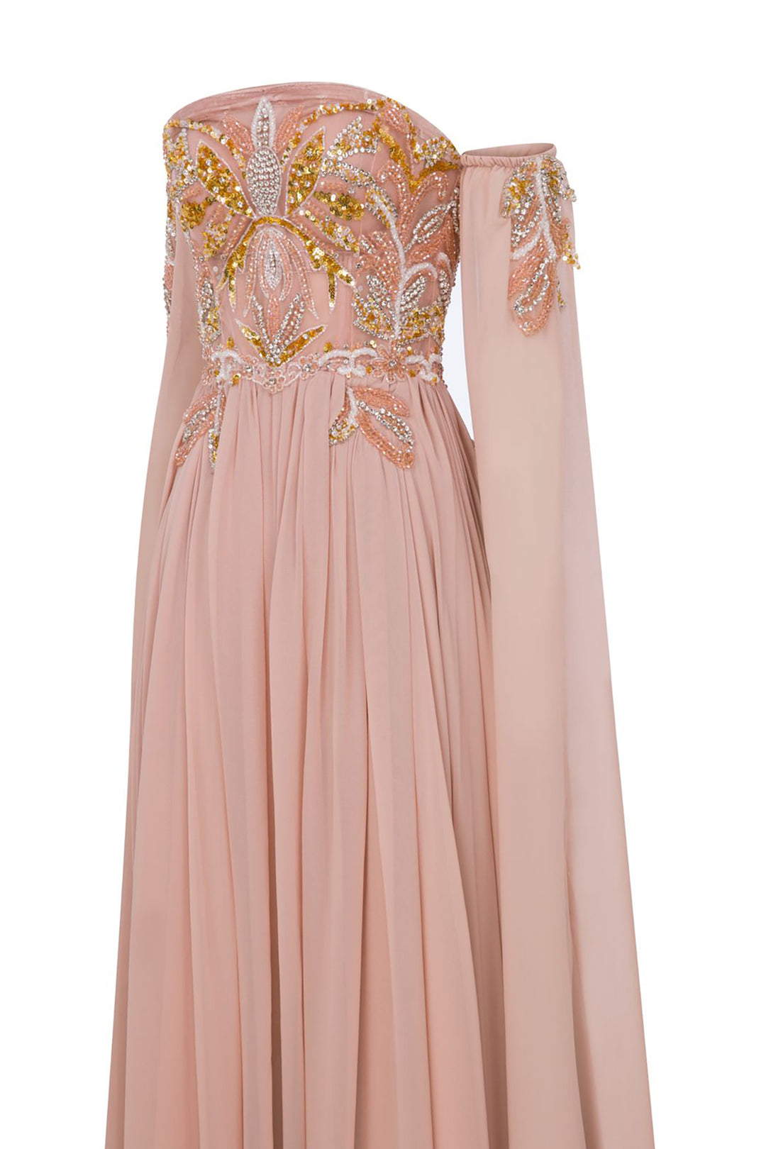 Off-The-Shoulder With A-Line With Floral Embroidery