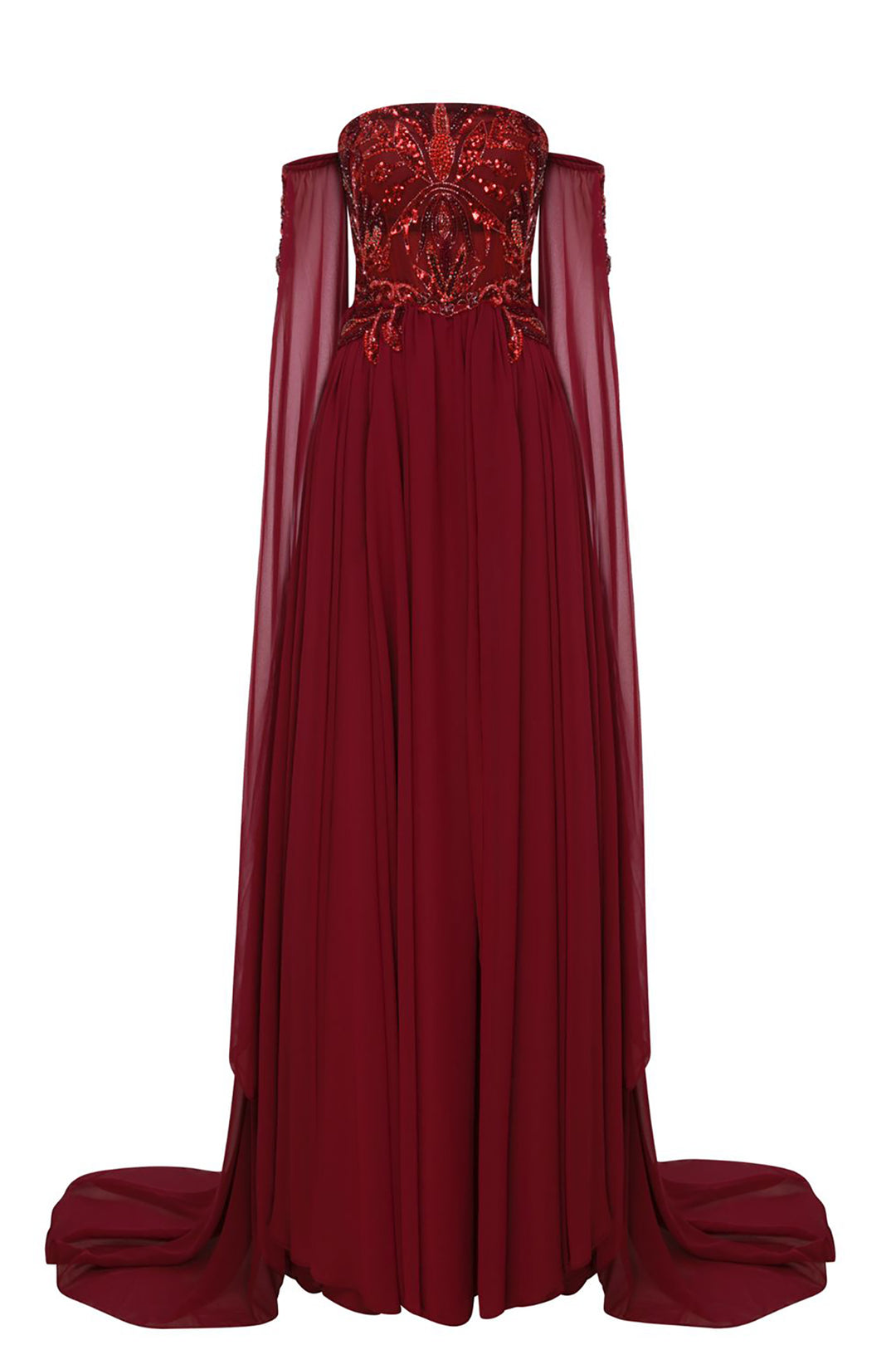 Off-The-Shoulder With A-Line With Floral Embroidery