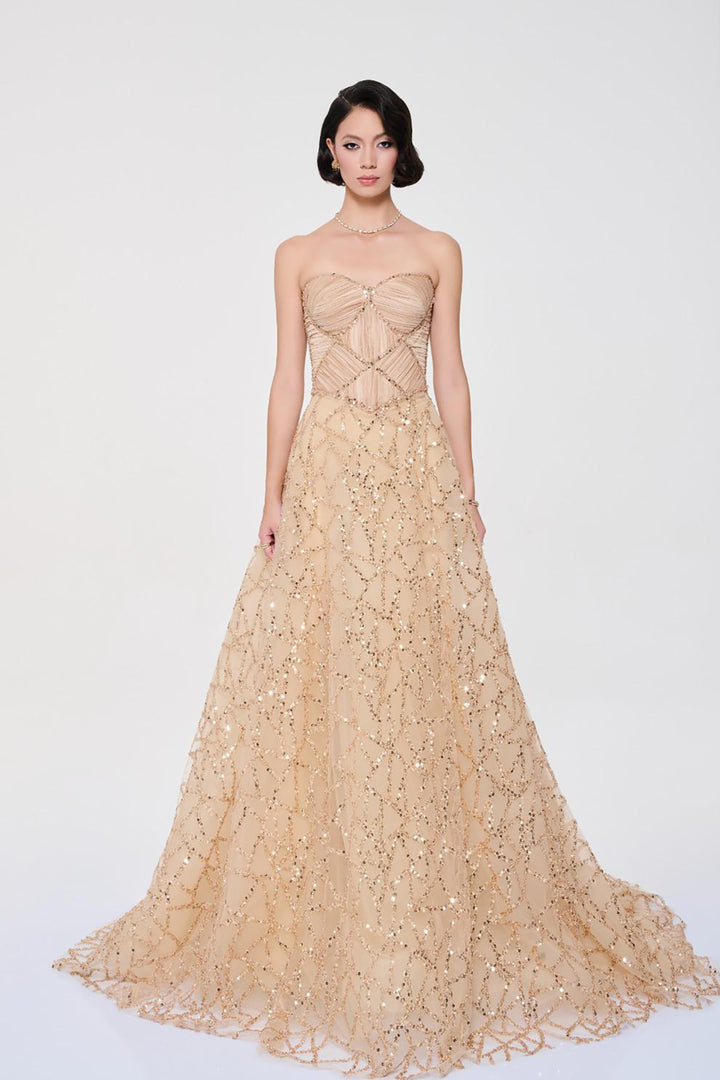 Embellished Bodice And Tulle Train