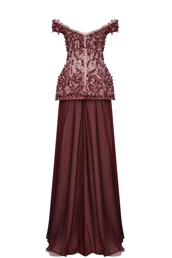 Beaded Off-The-Shoulder Dress