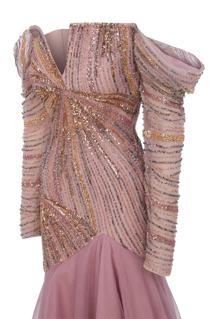 Off-The-Shoulder A-Line with Corset Waist