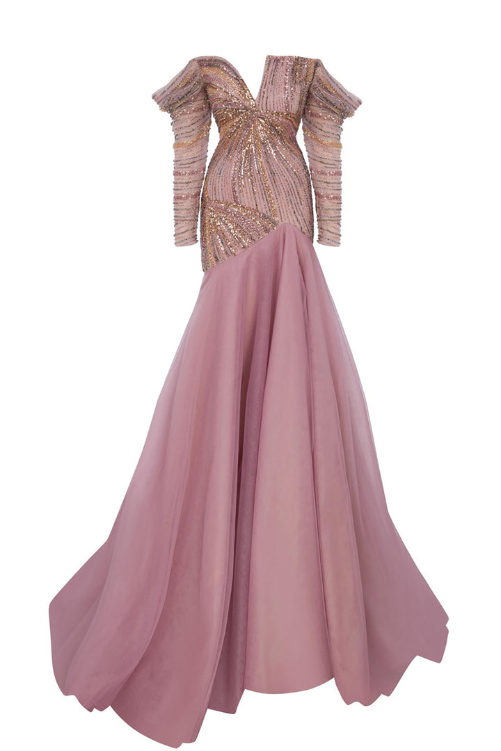 Off-The-Shoulder A-Line with Corset Waist