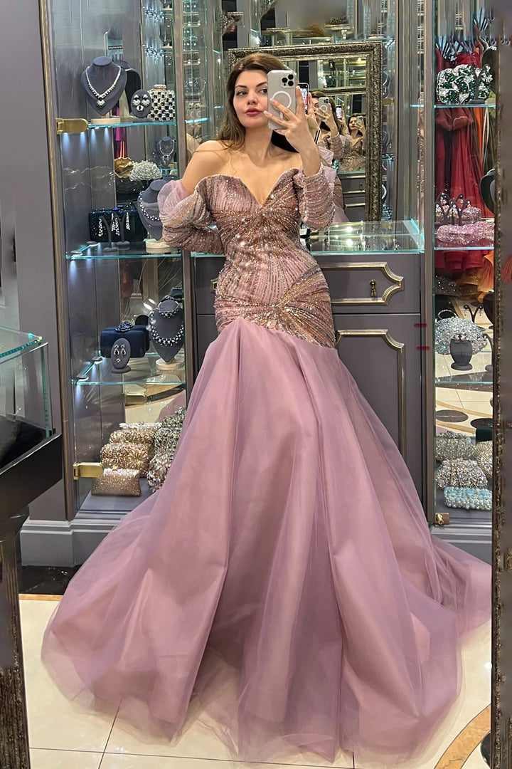 Off-The-Shoulder A-Line with Corset Waist