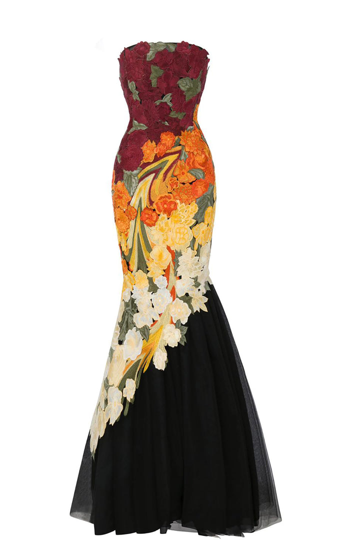 Mermaid Bodice with Floral Appliqué