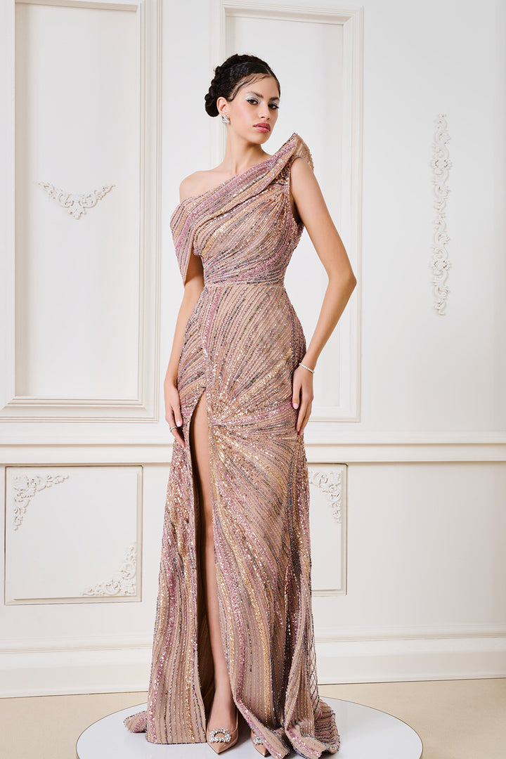 Column with Draped One-Shoulder