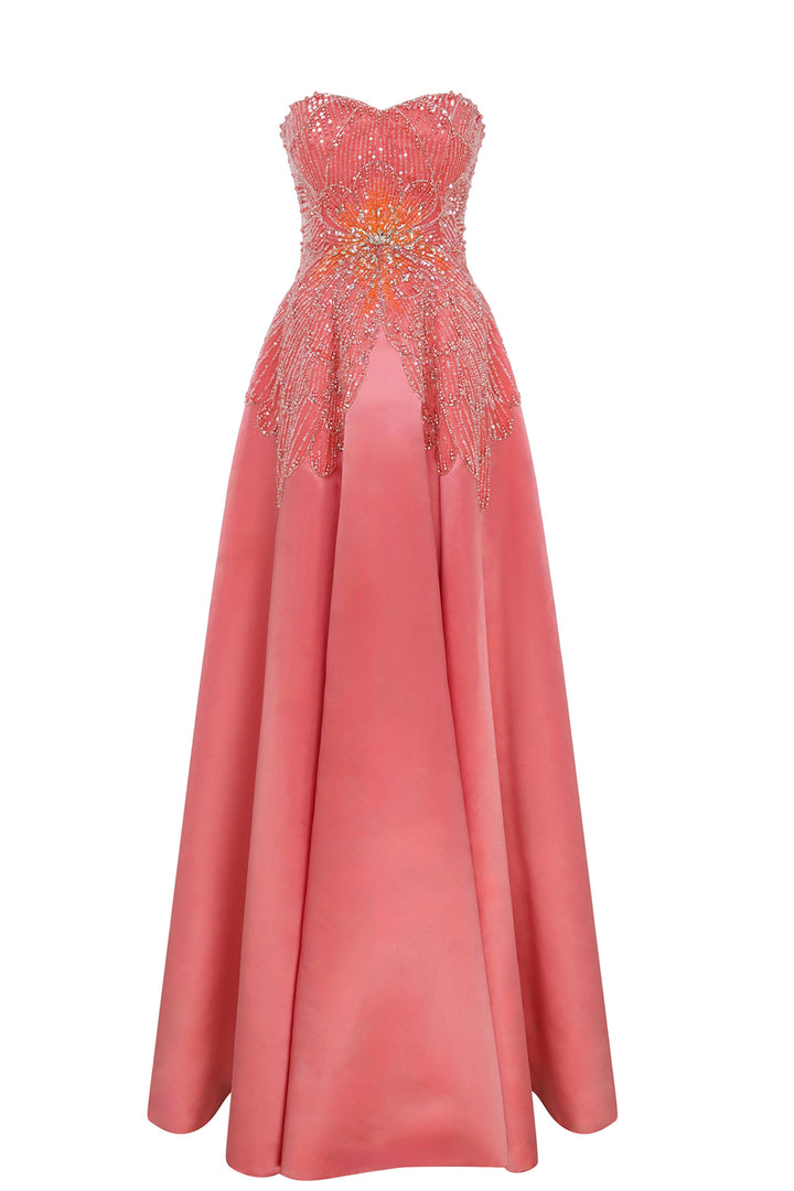 Embellished Strapless A-Line Dress