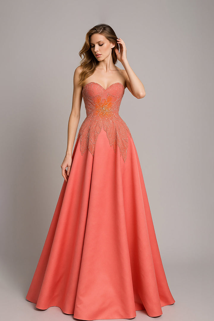 Embellished Strapless A-Line Dress