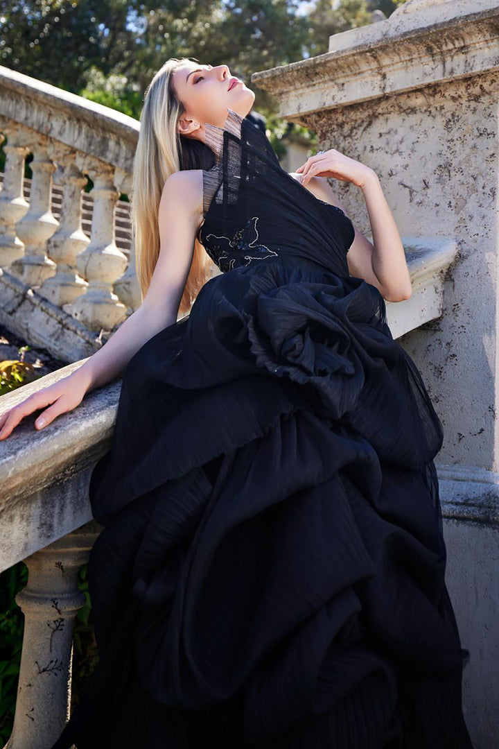 Architectural Strapless Sculpted Dress
