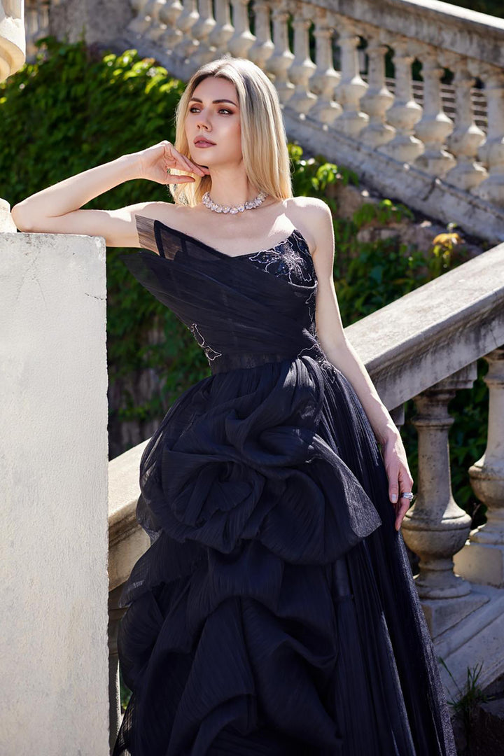 Architectural Strapless Sculpted Dress