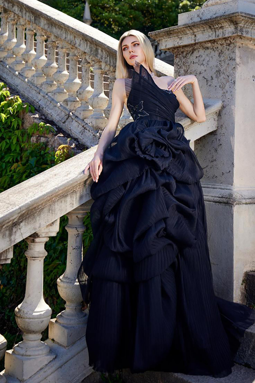 Architectural Strapless Sculpted Dress