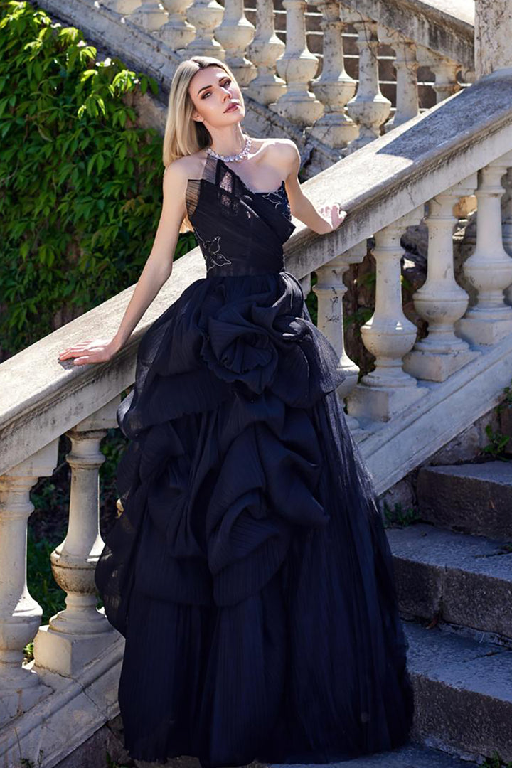 Architectural Strapless Sculpted Dress