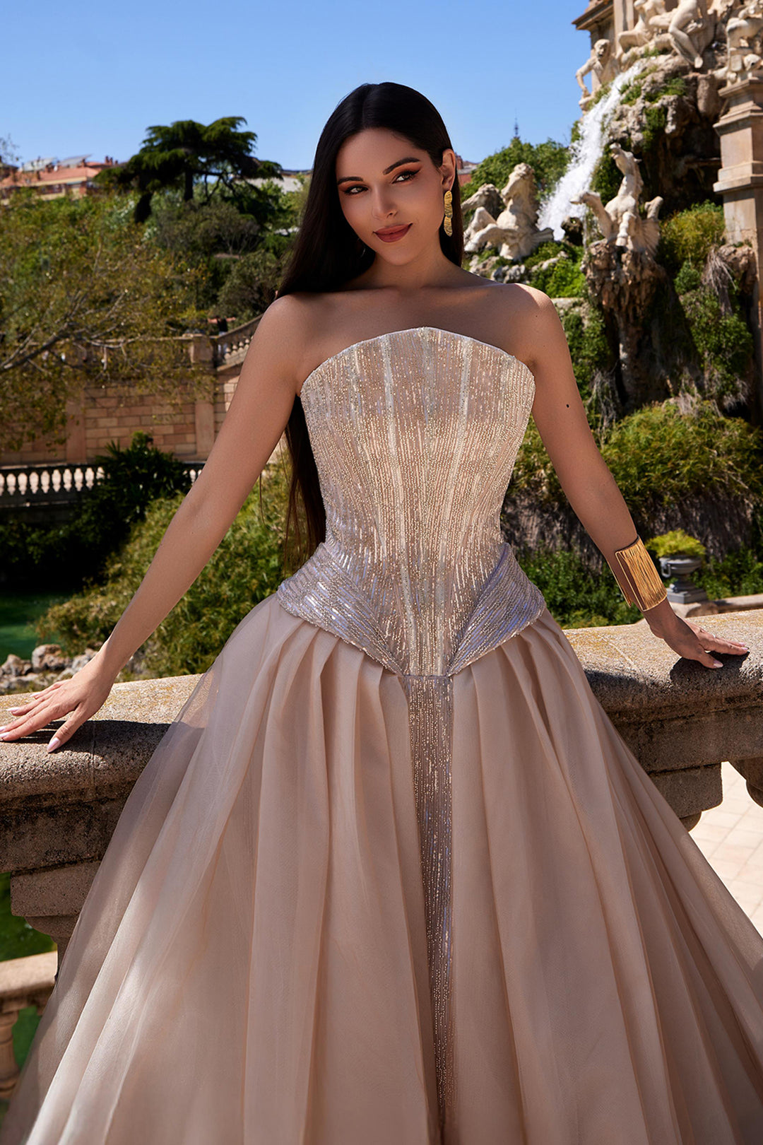 Corseted A-line with Sheer Skirt