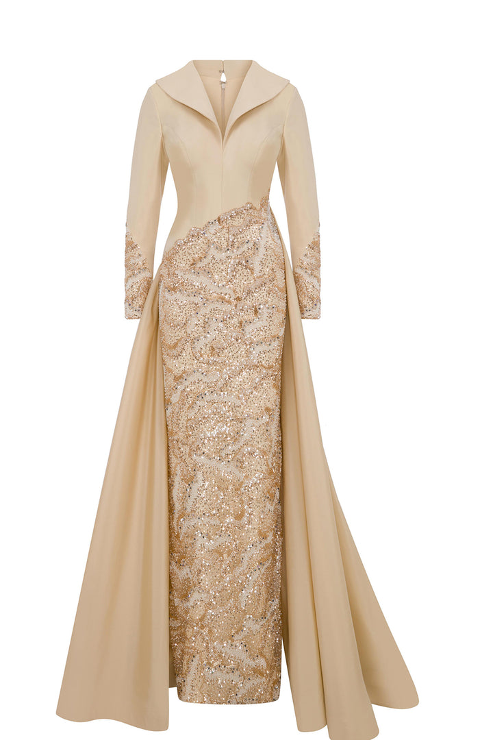 Embellished Long Column Dress