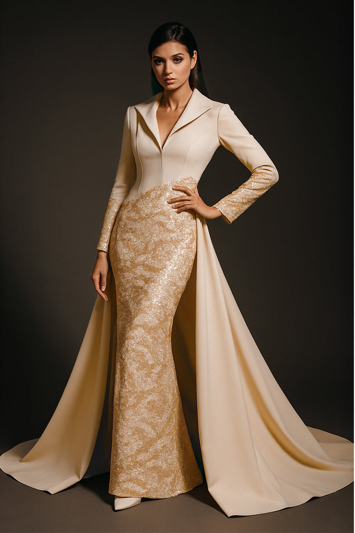 Embellished Long Column Dress