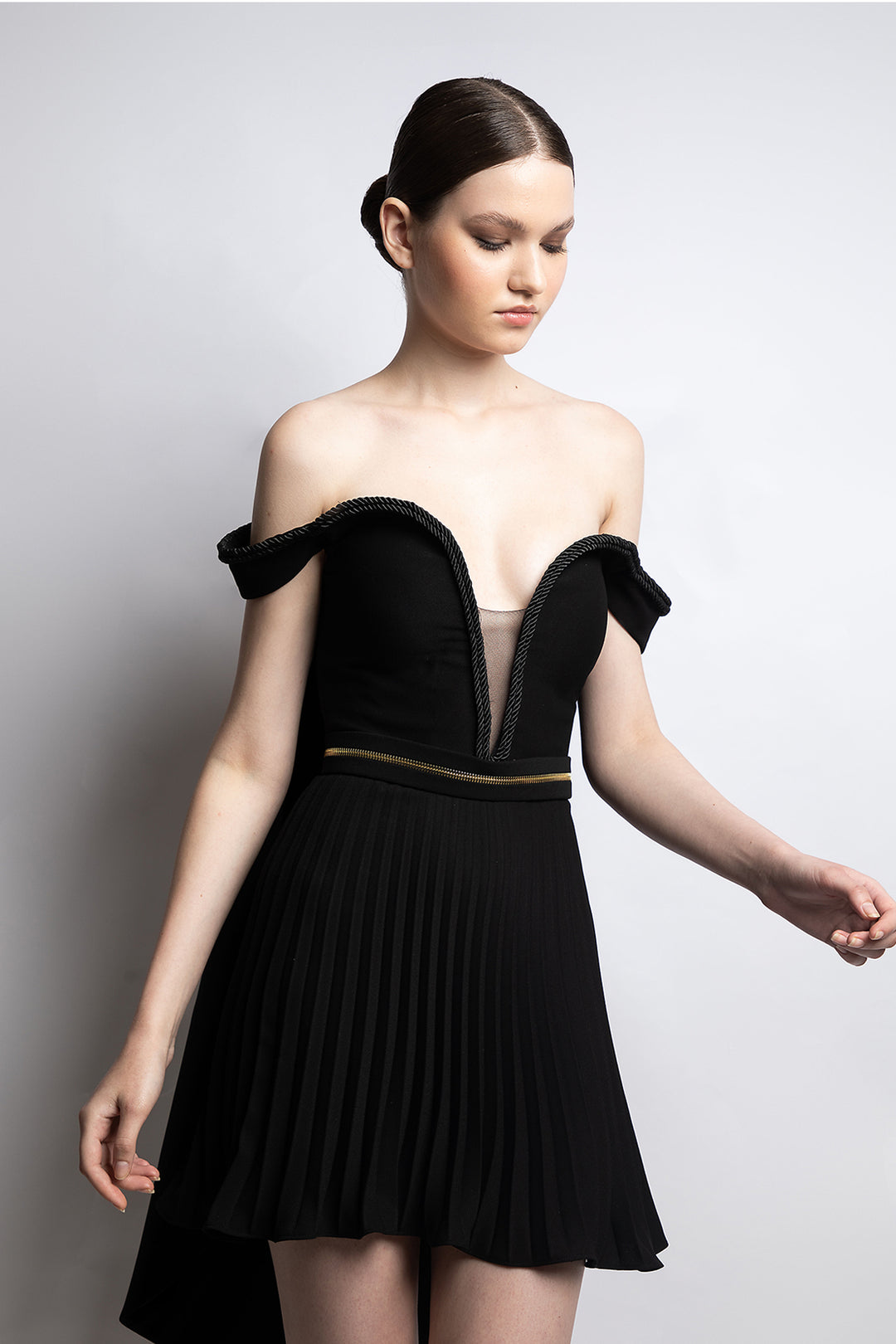 off the shoulder pleated mini dress Ruffle Lace Off Shoulder Pleated Mini Dress Off White / XS - Coquette & Balletcore