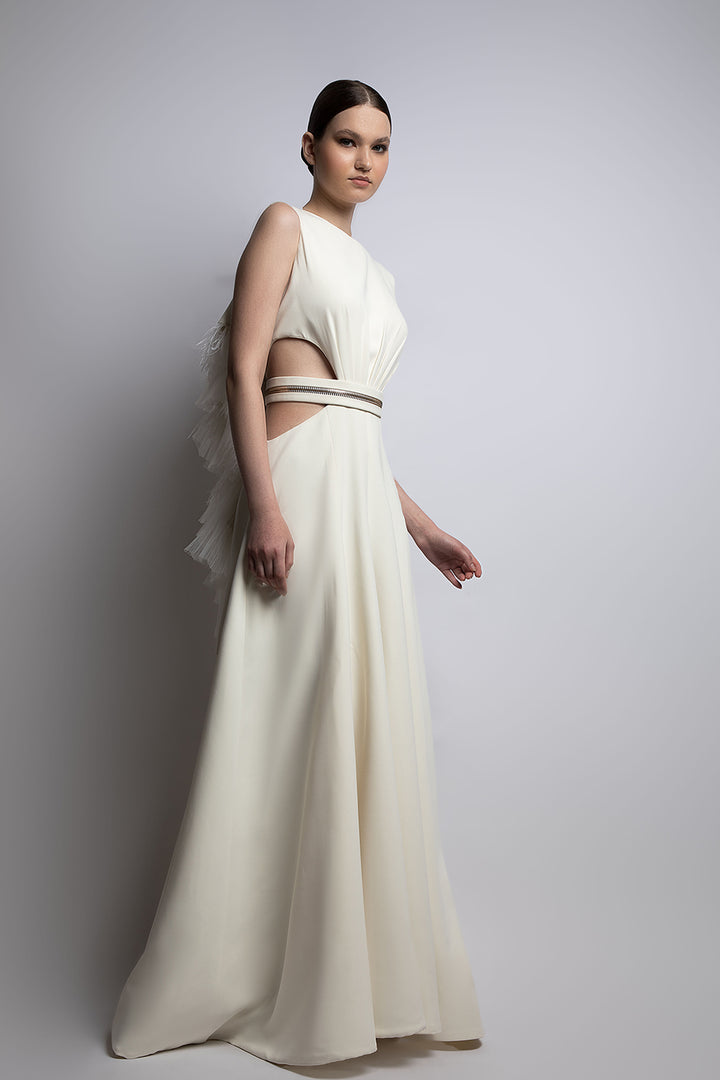 Sleeveless A-line Dress with Side Cutouts