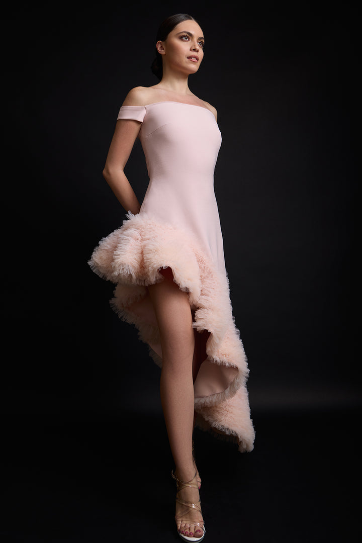 Off-The-Shoulder with High-Low Dress