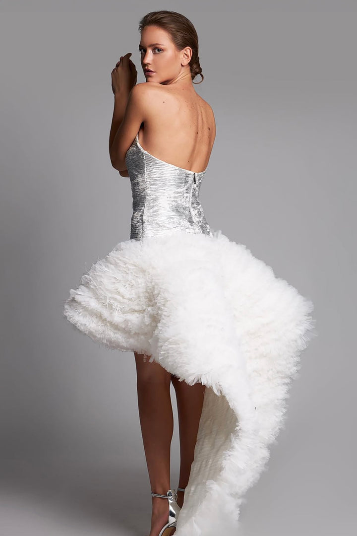 Strapless Metallic with High-Low Dress
