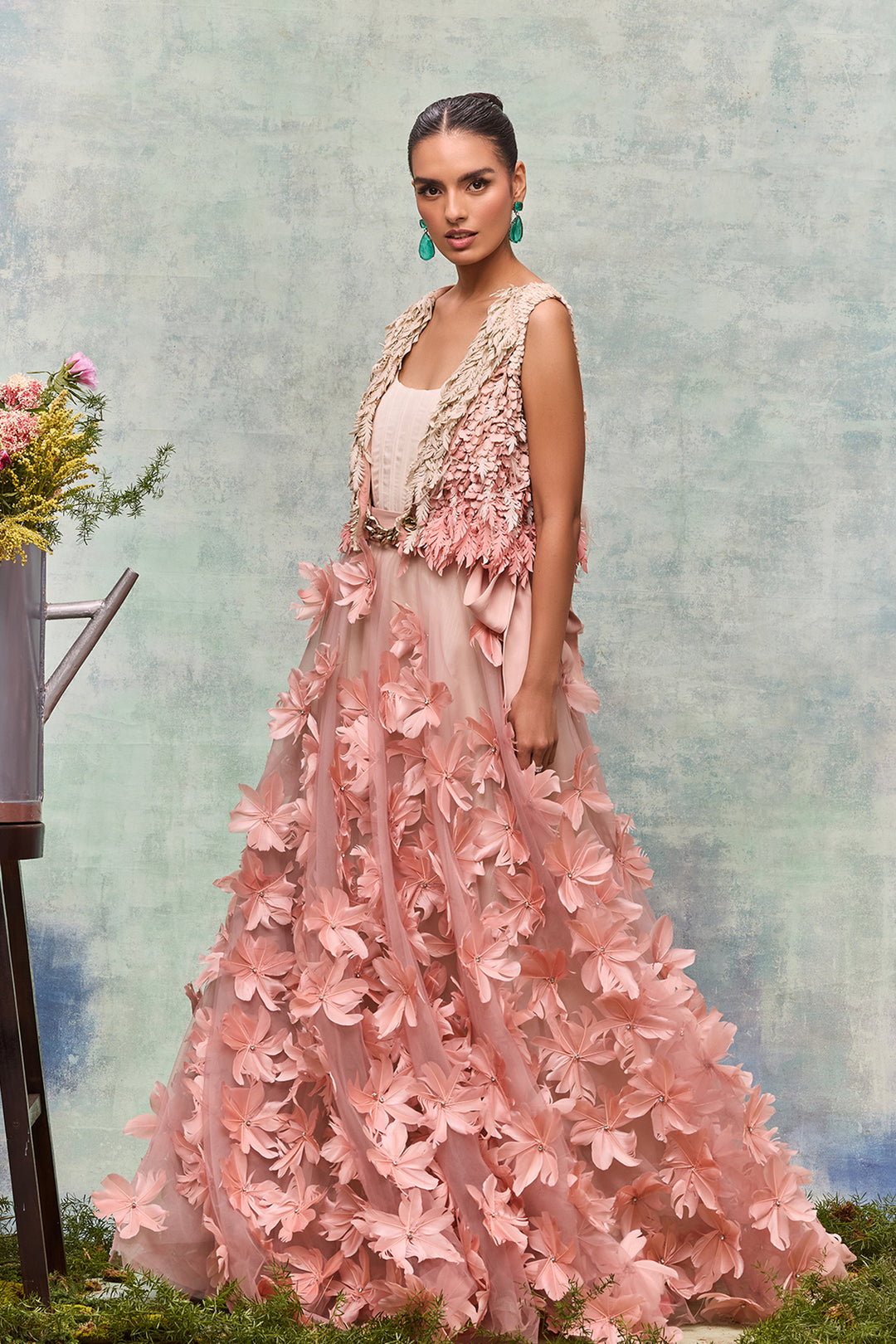 A-Line Silhouette Floral Dress Soft Blush / US 14