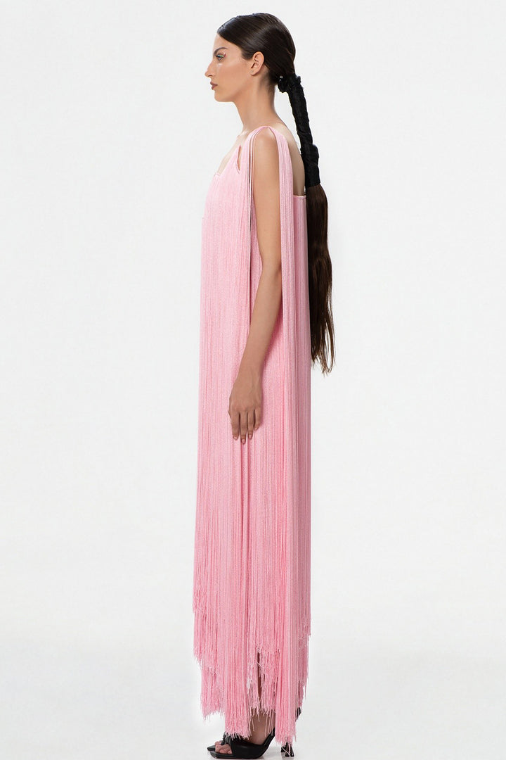 Tulle with Silk Fringes Dress