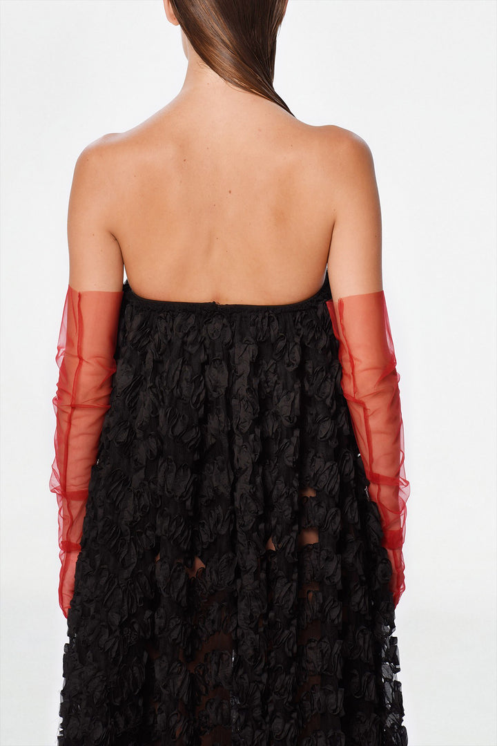 Strapless Long Dress with V-Neckline