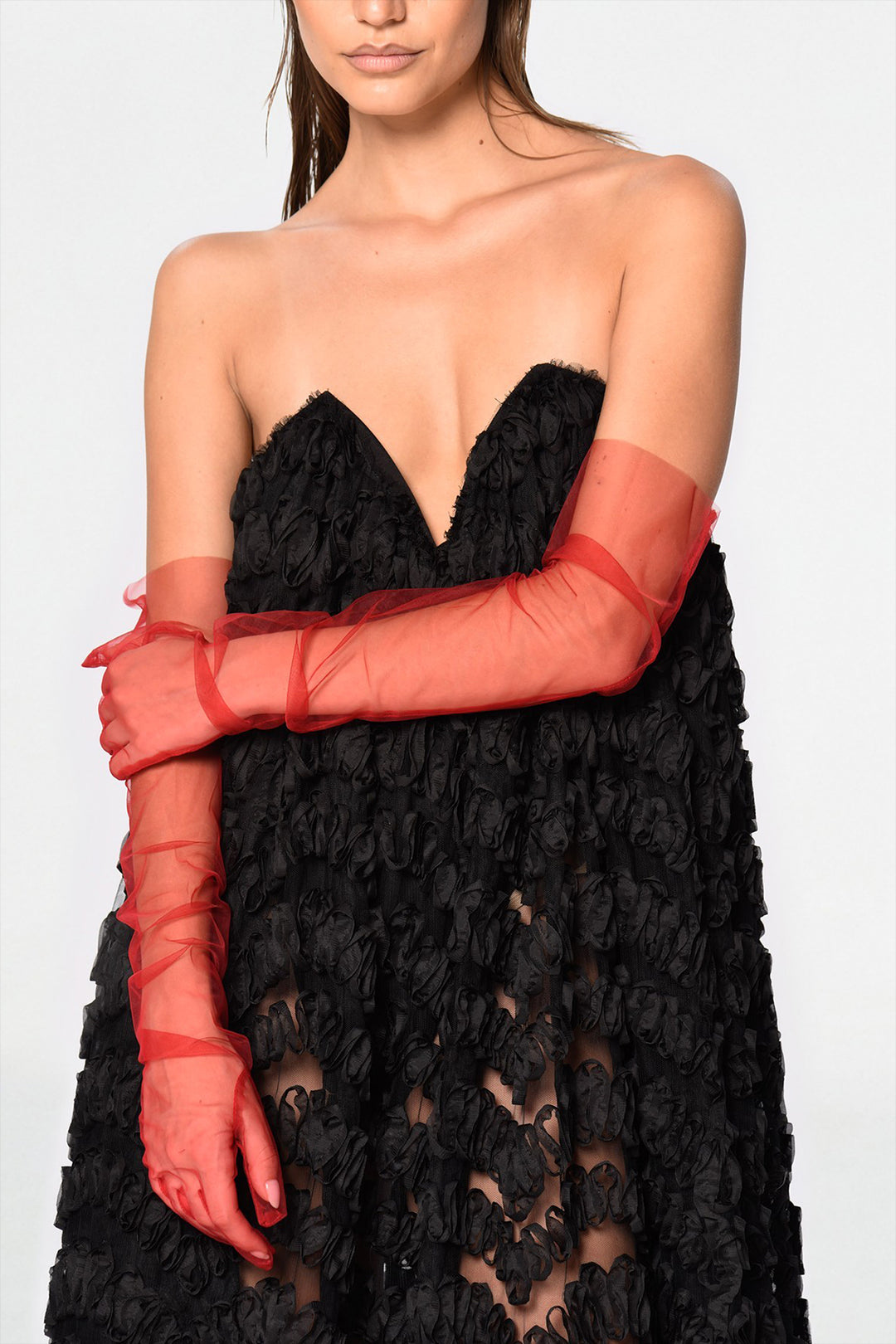 Strapless Long Dress with V-Neckline