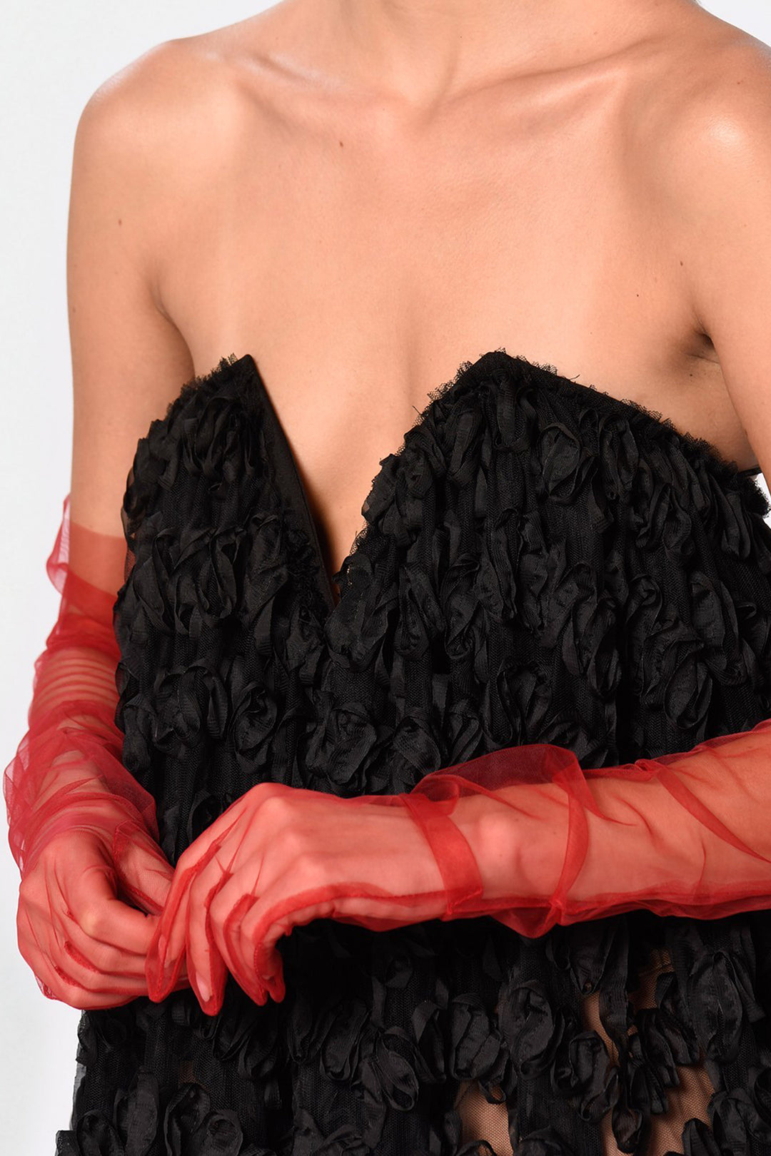 Strapless Long Dress with V-Neckline
