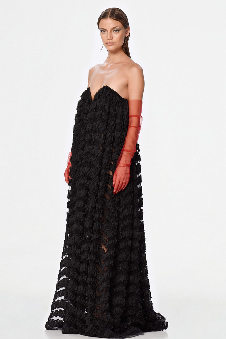 Strapless Long Dress with V-Neckline